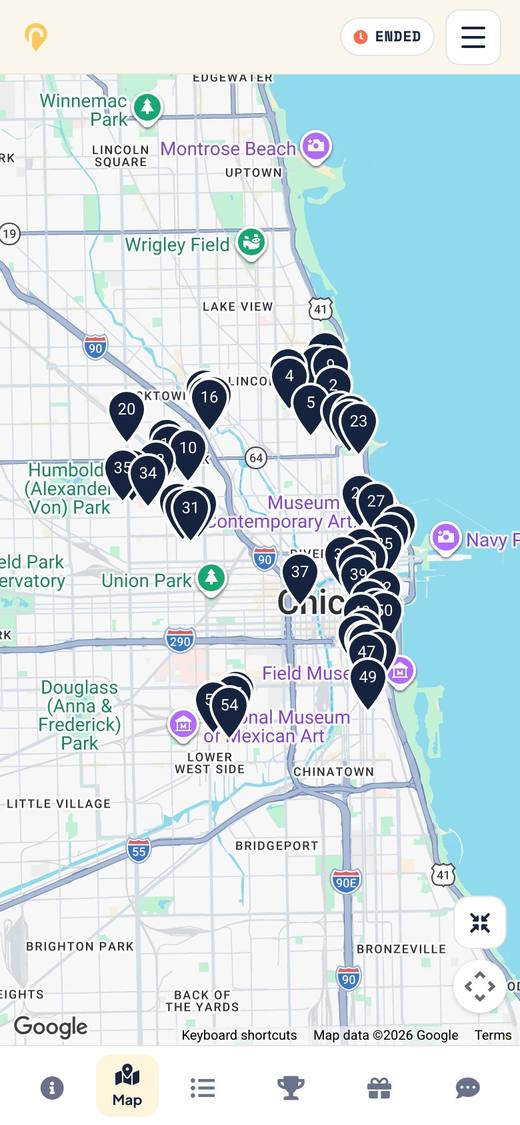 The Scramble's map of search zones across Chicago neighborhoods