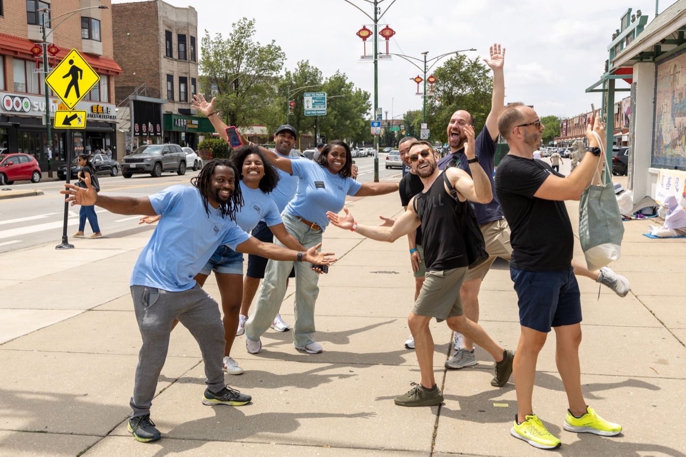 A Hunt for Good team in matching shirts on a Chicago street
