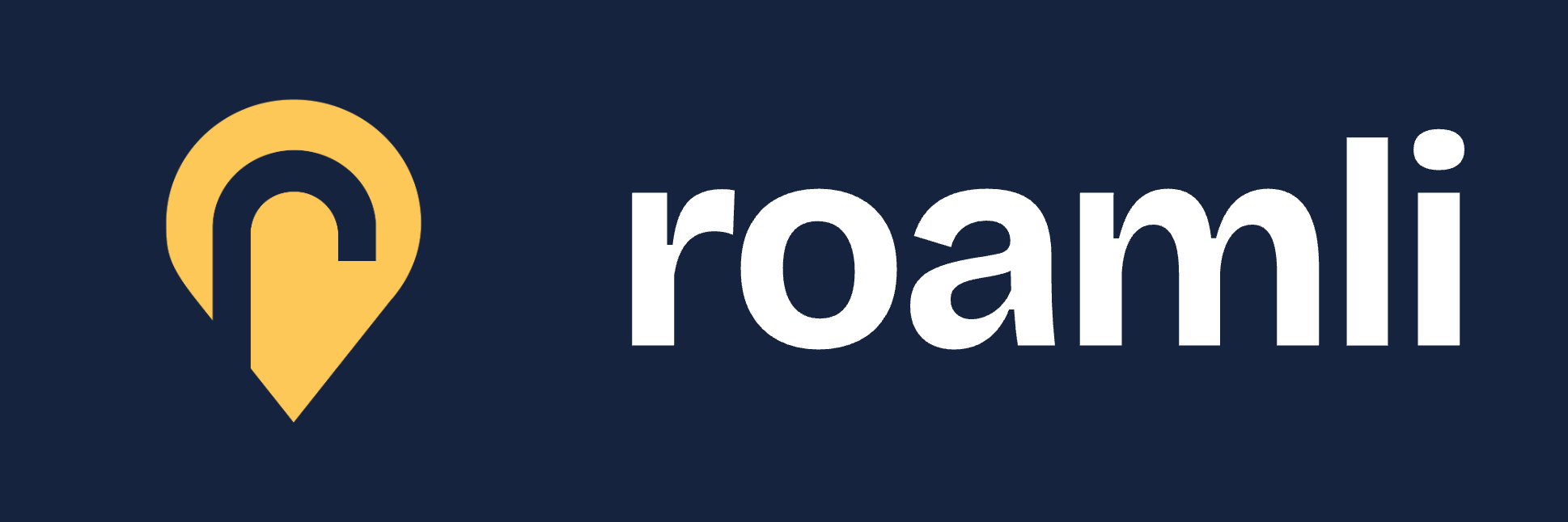 Roamli wordmark on navy